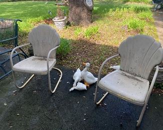 Old metal yard chairs 