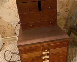 Type set printers cabinet, Small apothecary or specimen cabinet  