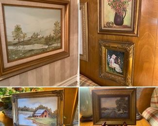 Collection of small & medium oil paintings. 