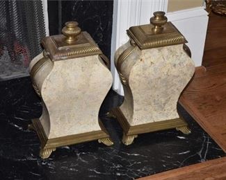 40. Pair Decorative Marble Canister Urns