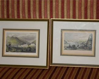 60. Pair Antique Hand Colored Engravings
