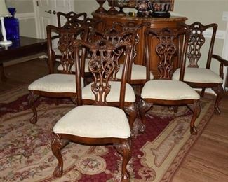 72. Set Eight 8 Chippendale Style Dining Chairs
