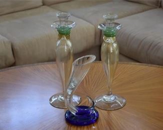 83. Pair Murano Art Glass Candlesticks