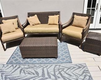110. Group Faux Wicker Seat Furniture