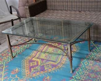 116. French Style Cast Iron Glass Top Coffee Table