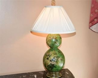 221. Double Gourd Green Ceramic Lamp