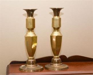 227. Pair Polished Brass Candlesticks