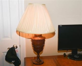 237. Neoclassical Style Carved Mahogany Lamp