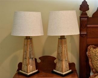 281. Pair Wooden Obelisk Lamps