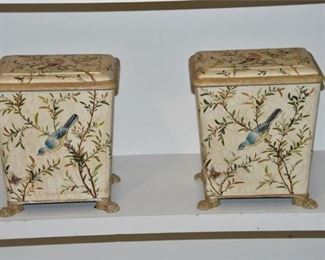 305. Pair Chinoiserie Decorated Canisters