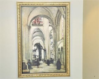 345. After JB Camille Corot, Interior of Sens Cathedral
