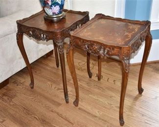 366. Pair Rococo Style Inlaid Side Tables