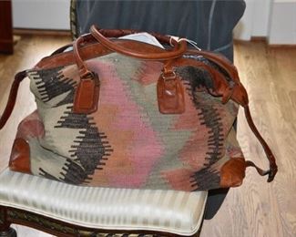 367. Turkish Kilim Leather Duffle Bag