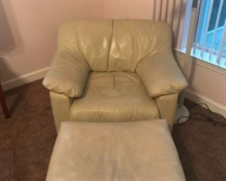 Leather chair with ottoman 