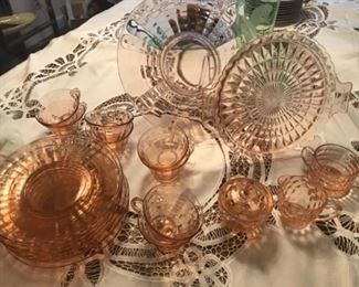 Pink depression glass