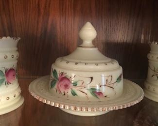 HEISEY custard glass covered butter dish, and custard cups.  It’s been a long time since I’ve seen custard glass.  These are all on good condition - no chips or cracks, chips