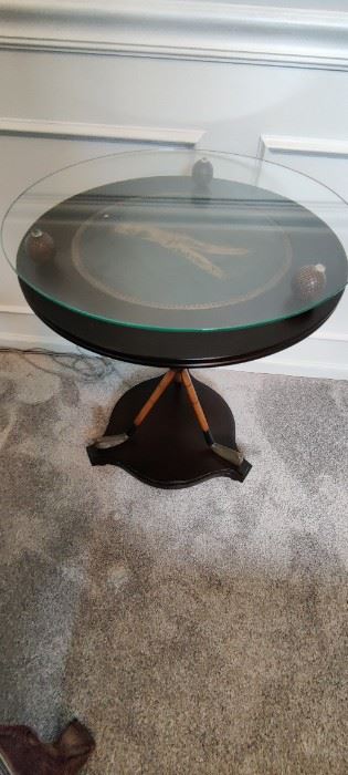Golf Themed Round Wooden Table