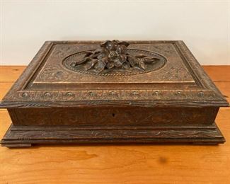 Lindenwood Hand Carved Jewelry Box Circa 1900
