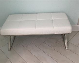 Faux leather topped oversized bench