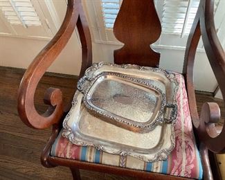 Many silver plated trays.  Large and small.  All vintage.