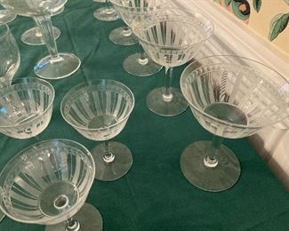 Vintage champagne and sherry glasses