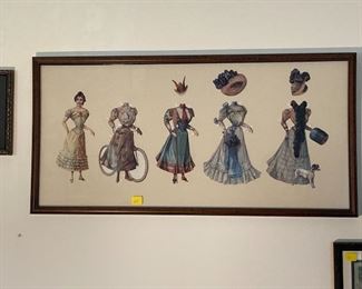 Victorian paper dolls,framed