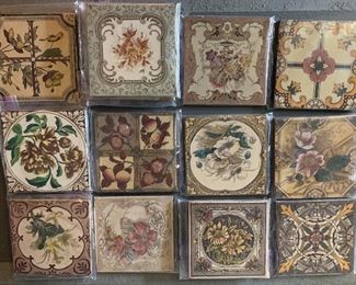 Just a sample of the huge collection of antique tiles all imported from a dealer in London