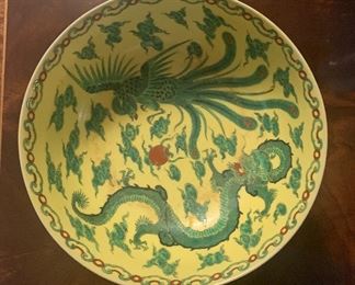 1930-1940 Chinese porcelain bowl. This bowl is of the finest quality so I am listing the price which will be held for all three days of the sale. 
Listing price will be $500.00