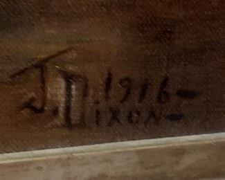 Close up of the signature and date on the wild horse painting 