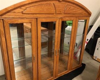 Oak Hutch/ China Cabinet sits on top of credenza 