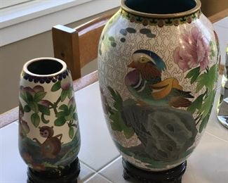 Cloisonne enameled vases from China
