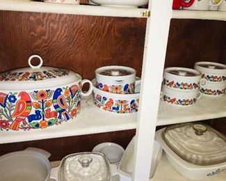 groovy 1960's soup tureen and covered soup bowls