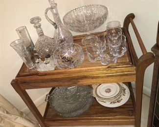 1960's bar cart and vintage barware