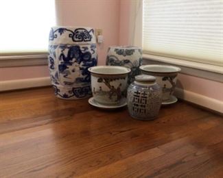 Asian Pots, garden stools