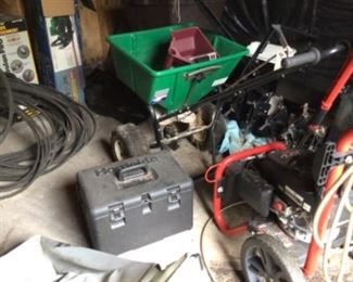 SpreaderSold, power washer, attachment for riding mower, etc in shed