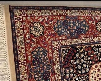 A lovely 10' x 12' Pakistan Lahore Rug in Rich colors with soft undertones.  
Like  New Condition 
Approximately 22 years old.
Smoke Free and Pet Free home
Photographed from "dark" and "light" ends 
