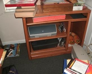 computer desk and printers