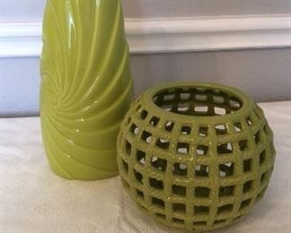 Lime green ceramic vases
