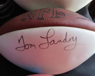 Tom Landry Signed Football -Dallas Cowboys Coach 