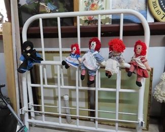 Antique Full Size Iron Bed - Raggedy Ann Dolls  