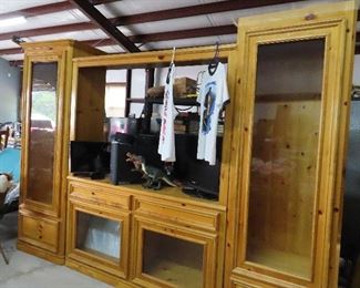 Large Pine Entertainment Center - 3 Sections