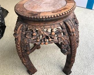 Vintage hand carved stool 100 years old