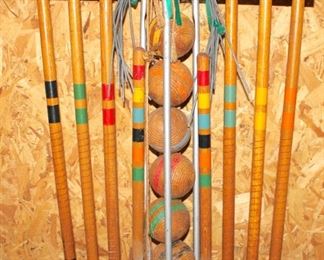 Vintage Croquet Set, Wooden