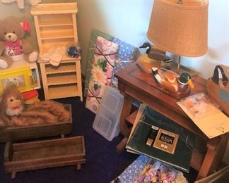 Kid's toys, side table, duck lamp