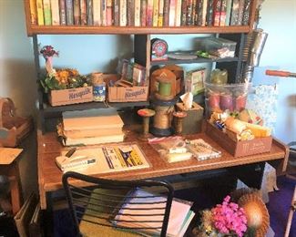 Books, desk, craft supplies