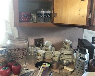 Set of Corelle, Springwater cookie jar,