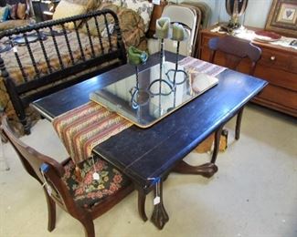 Antique table from the SPAGHETTI WAREHOUSE restaurant. large antique mirror serving tray.