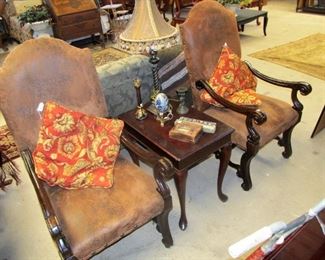 luxurious pair of soft leather armchairs