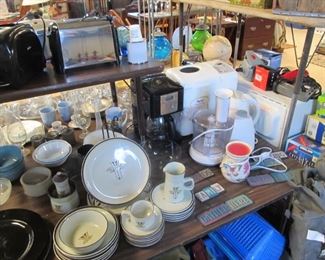 Lots of nice kitchen items - utensils, pyrex, corning ware, fire king, vintage dishware, small appliances, etc.