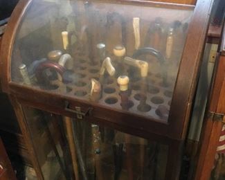 Antique Glass Cane Display Cabinet $ 198.00